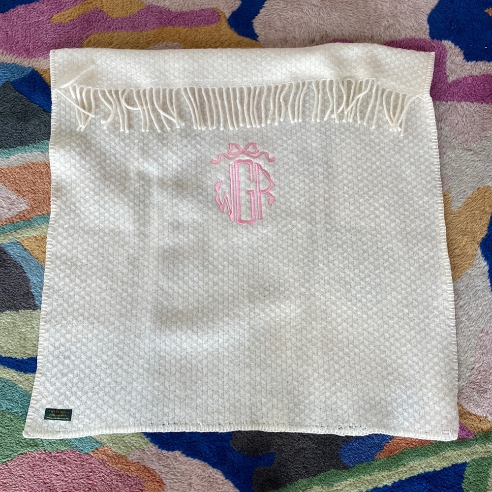 Tweedmill pram pure new wool baby blanket embroidered WGR